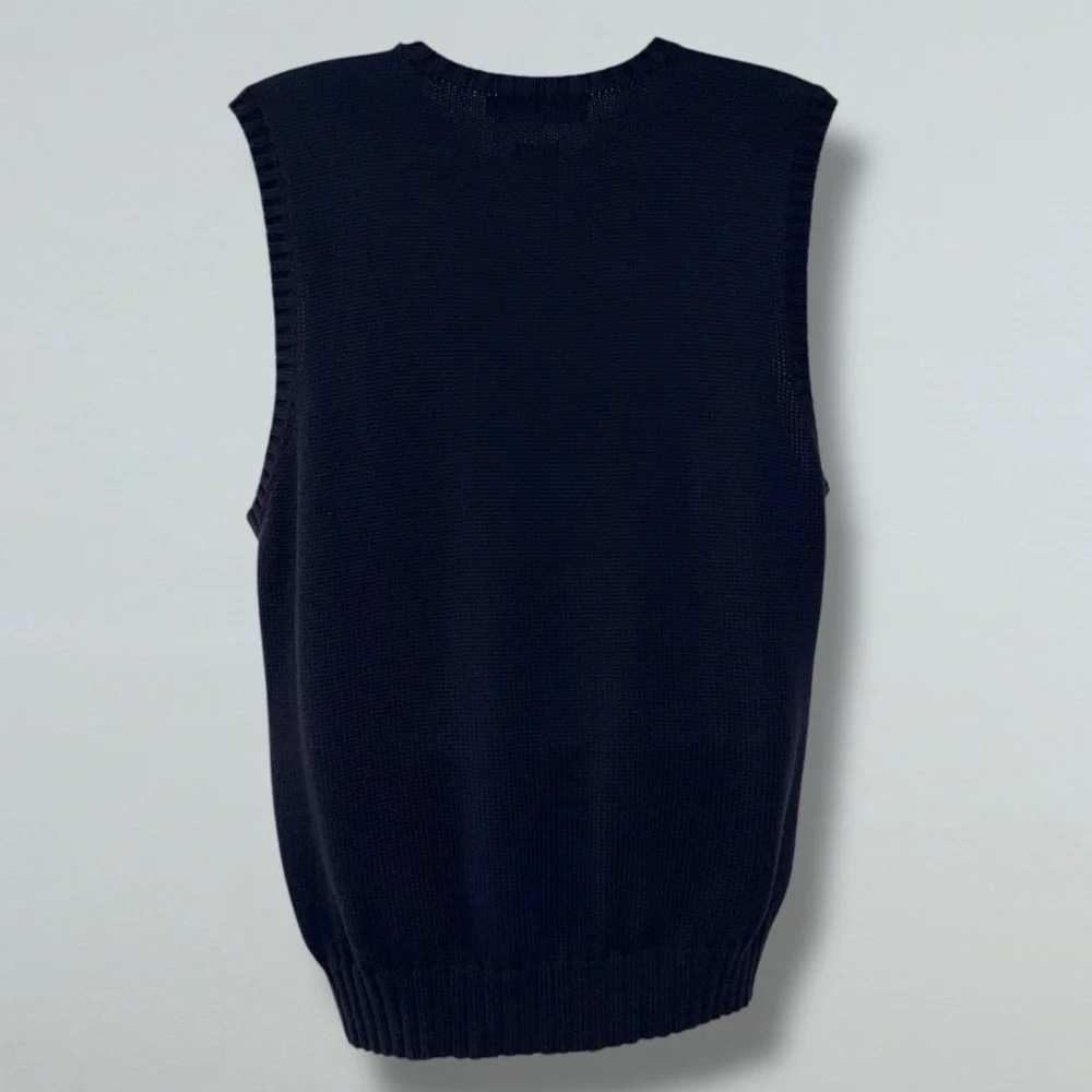 ⭐ POLO RALPH LAUREN 100% Cotton Knit Sweater Vest – Navy Blue, Red Pony –Size XL - Picture 11 of 16